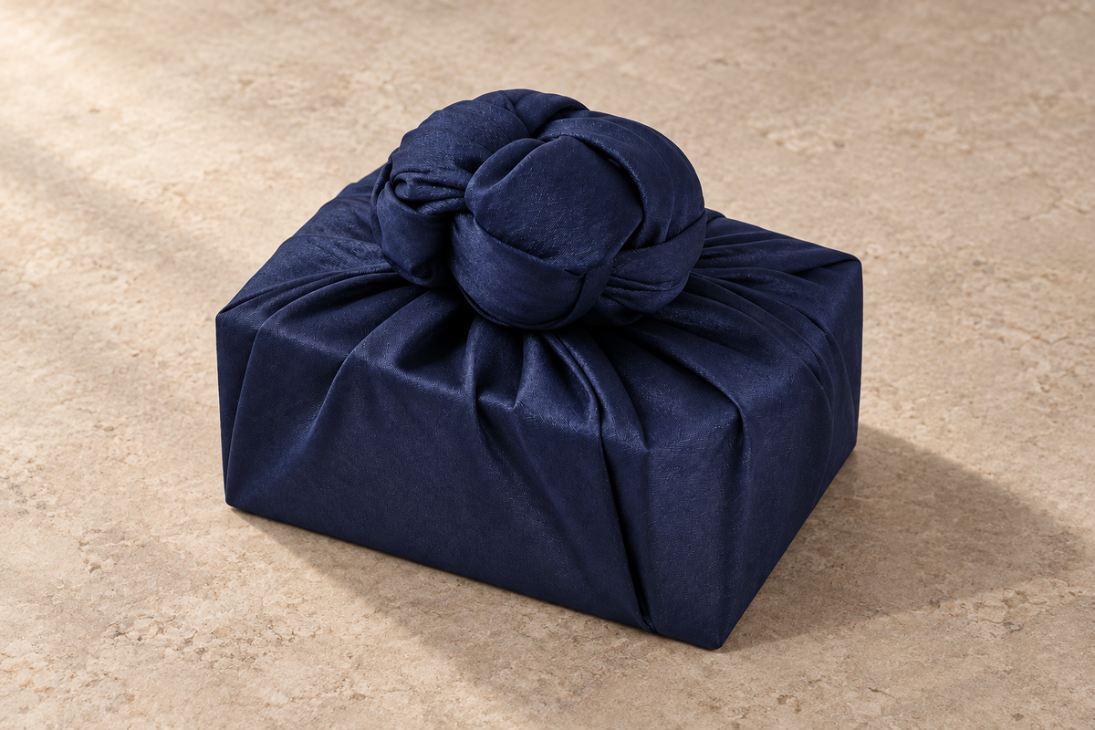 Slub Single Layer Bojagi Deep Navy 45 130Cm — side editorial view