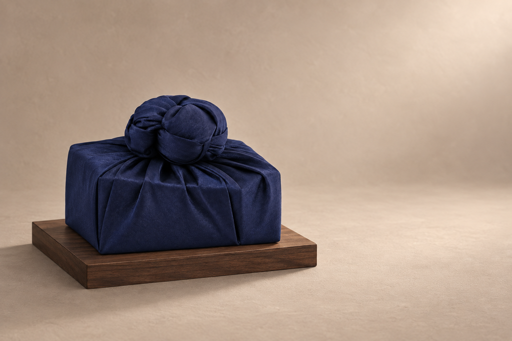 Slub Single Layer Bojagi Deep Navy 45 130Cm — low plinth display