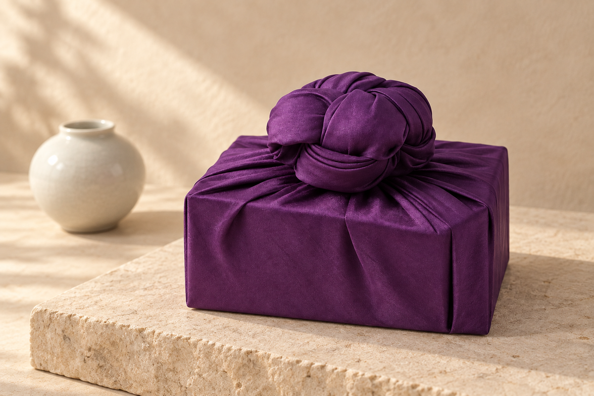 Slub Single Layer Bojagi Deep Purple 45 135Cm — Korean ceramic display