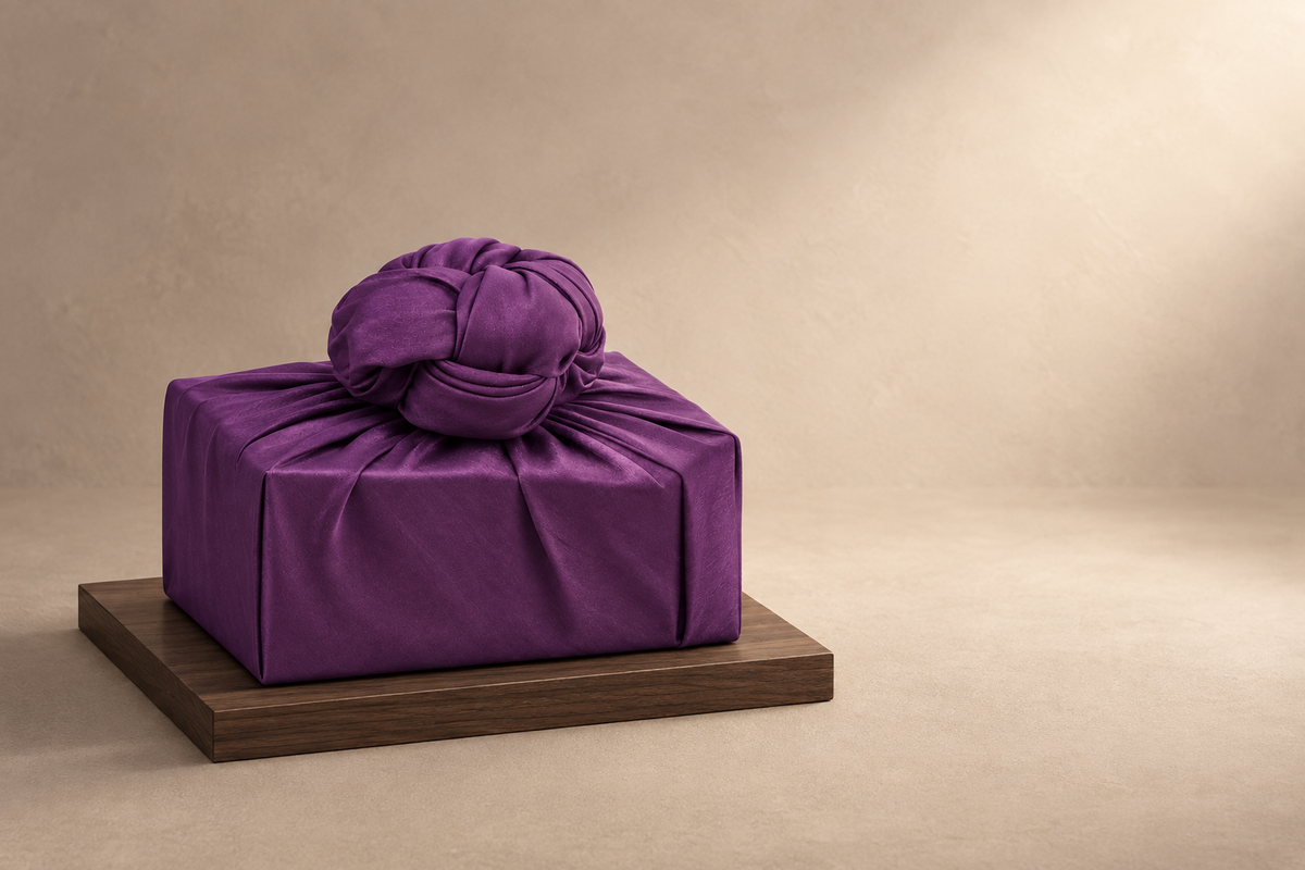 Slub Single Layer Bojagi Deep Purple 45 135Cm — low plinth display