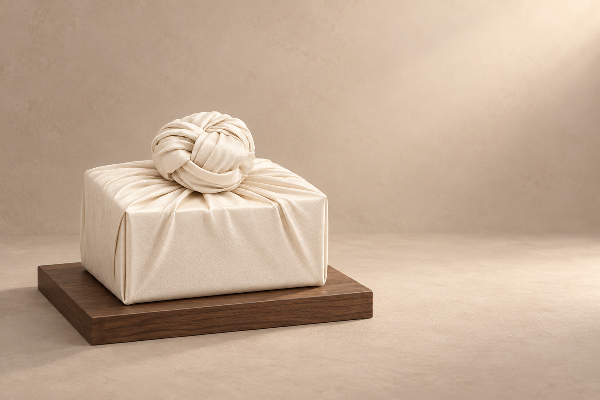 Slub Single Layer Bojagi Ivory 45 130Cm — low plinth display