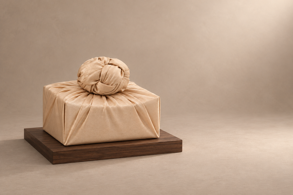 Slub Single Layer Bojagi Milk Beige 45 130Cm — low plinth display