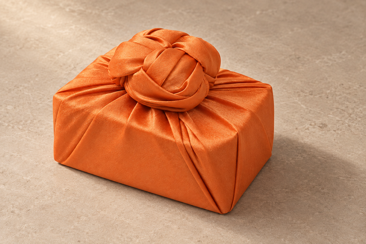 Slub Single Layer Bojagi Orange 45 130Cm — side editorial view