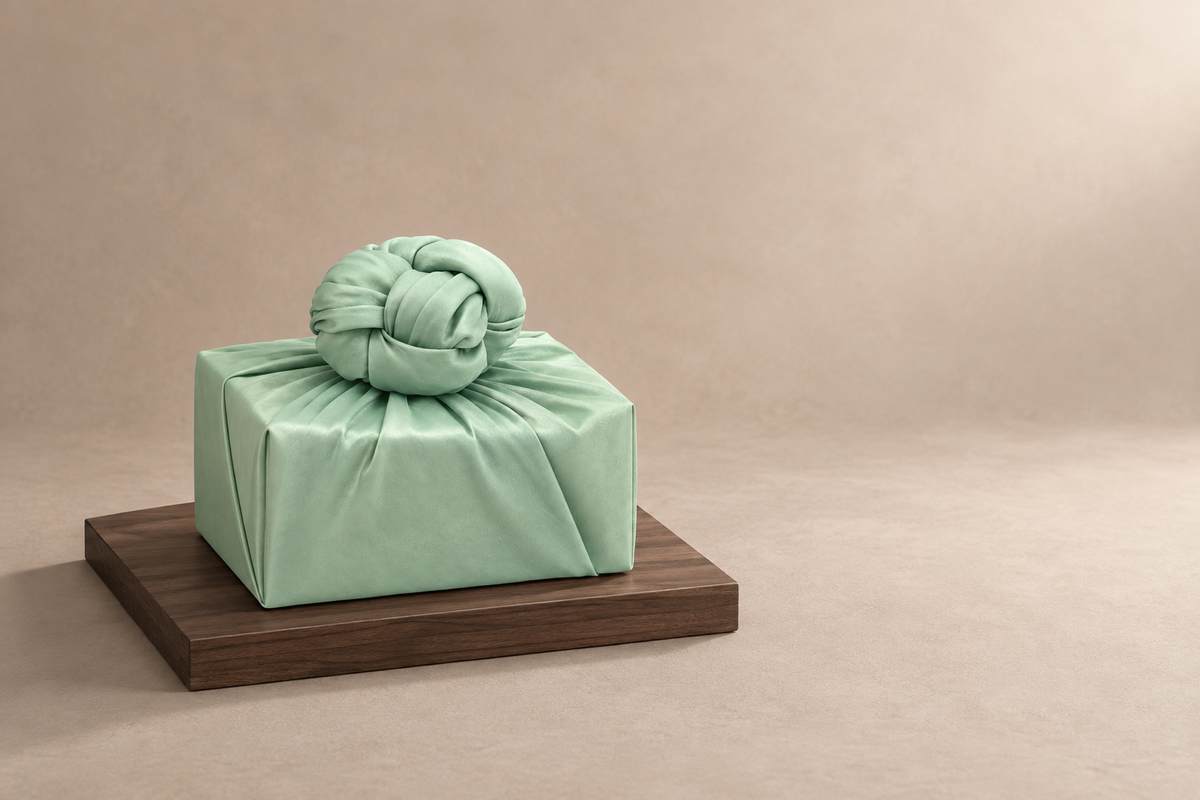Slub Single Layer Bojagi Pastel Green 45 130Cm — low plinth display