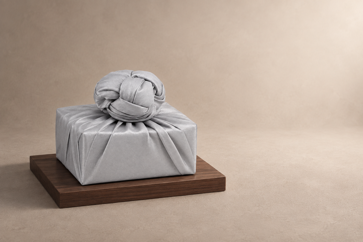 Slub Single Layer Bojagi Silver 45 130Cm — low plinth display