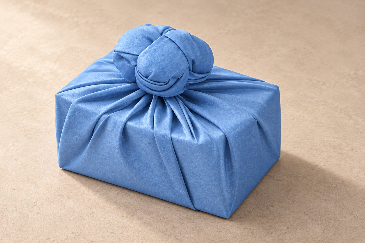 Slub Single Layer Bojagi Sky Blue 45 130Cm — side editorial view