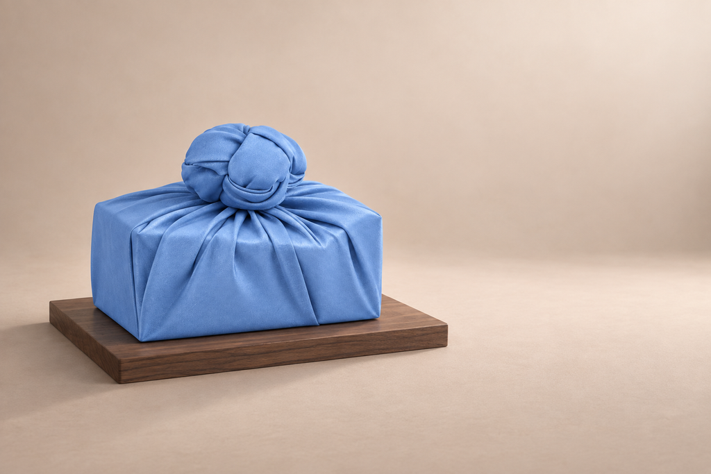 Slub Single Layer Bojagi Sky Blue 45 130Cm — low plinth display