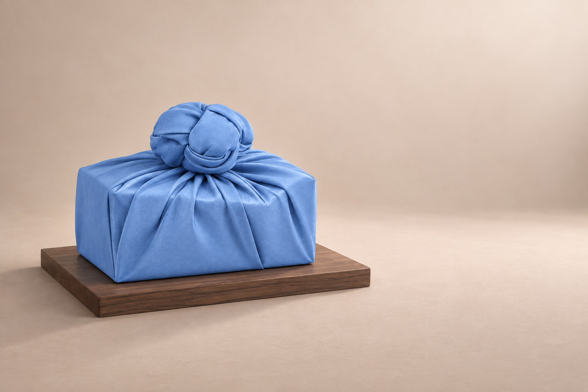 Slub Single Layer Bojagi Sky Blue 45 130Cm — low plinth display