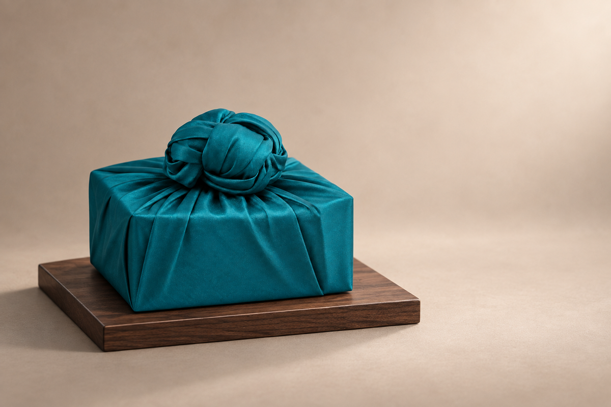 Slub Single Layer Bojagi Water Blue 45 130Cm — low plinth display